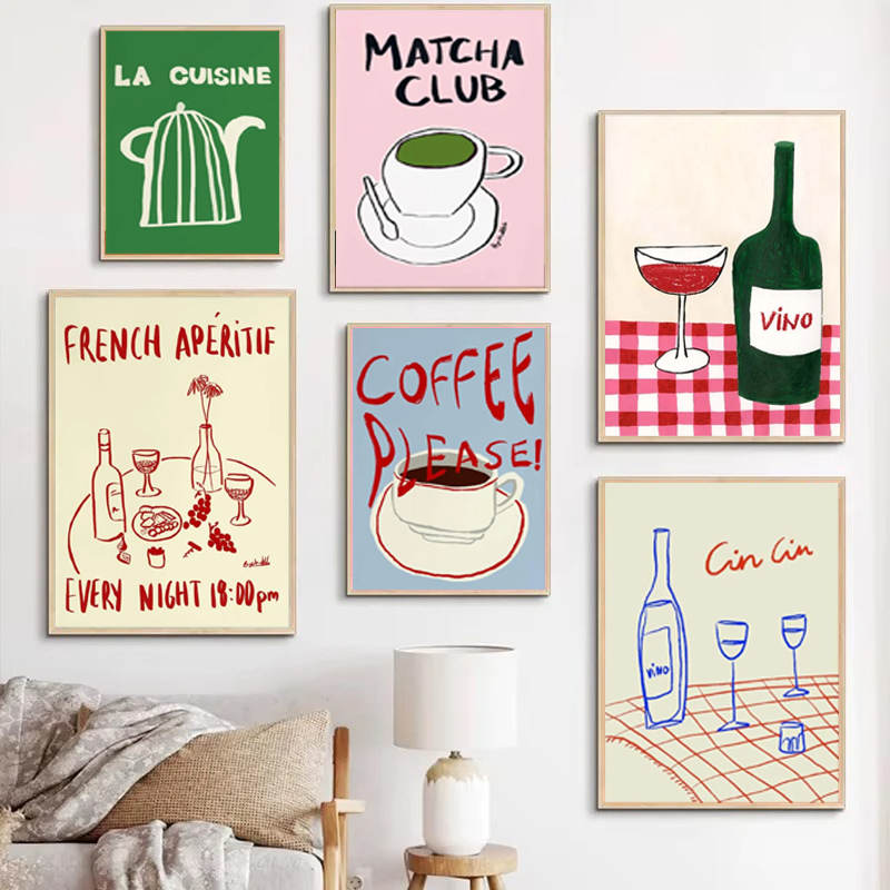Coffee Tea Drawing - 1 шт. безрамный декоративный художественный принт,