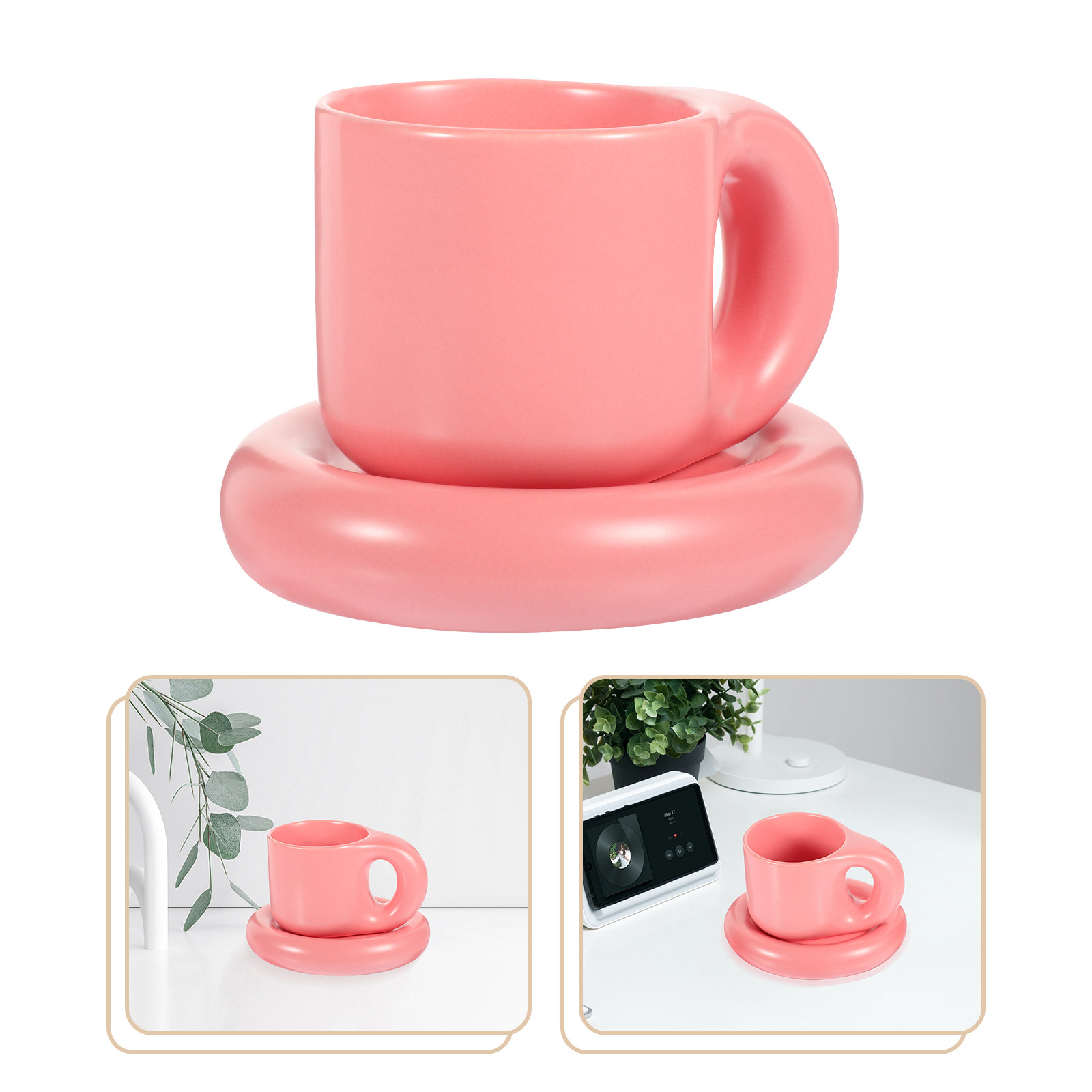Coffee Tea Uses - Набор керамических кофейных чашек с блюдцами
