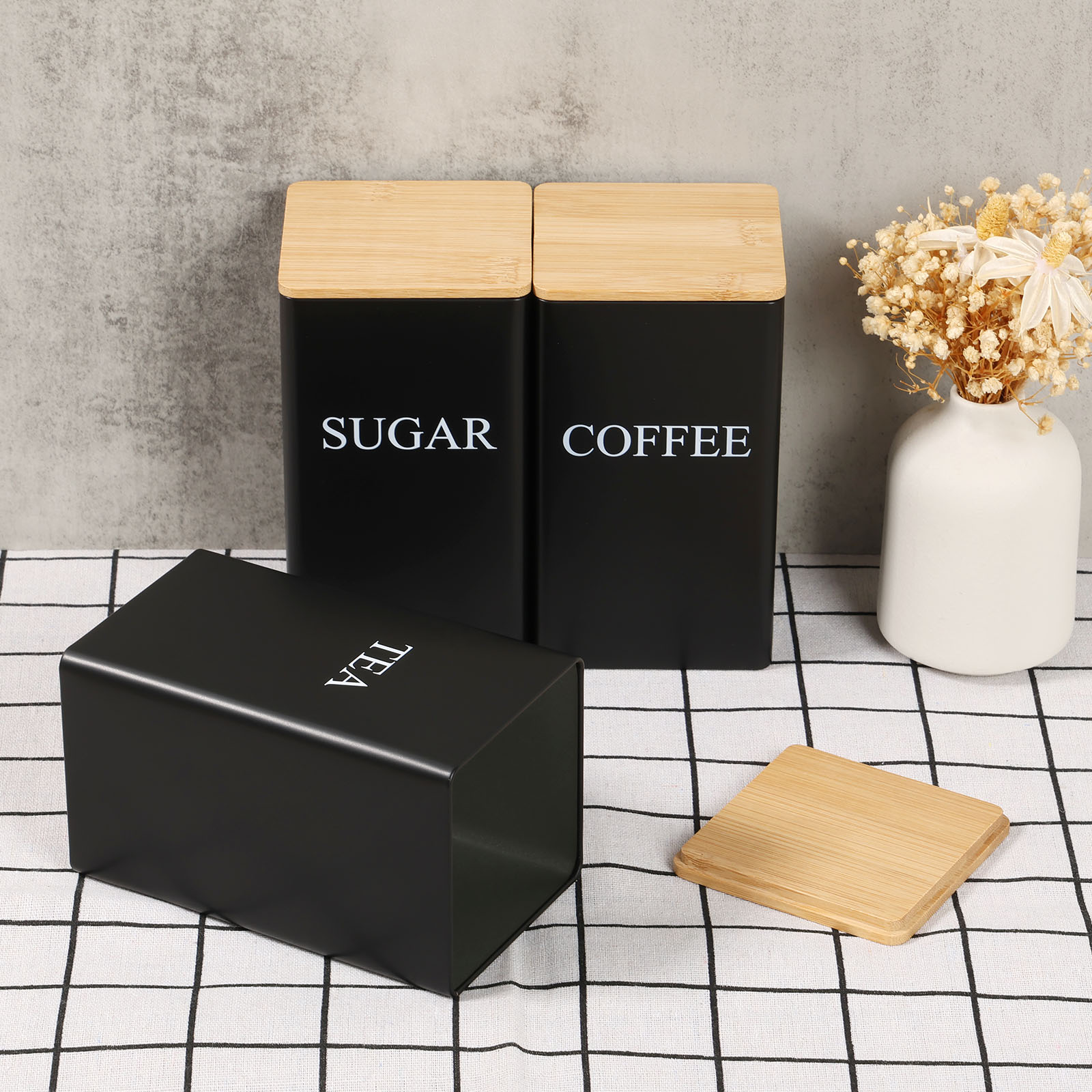Tea Coffee Sugar Container - Баночка для хранения кофейных зерен, металлический