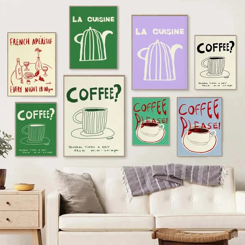 1 шт. безрамный декоративный х – обзор и цена Coffee Tea Drawing