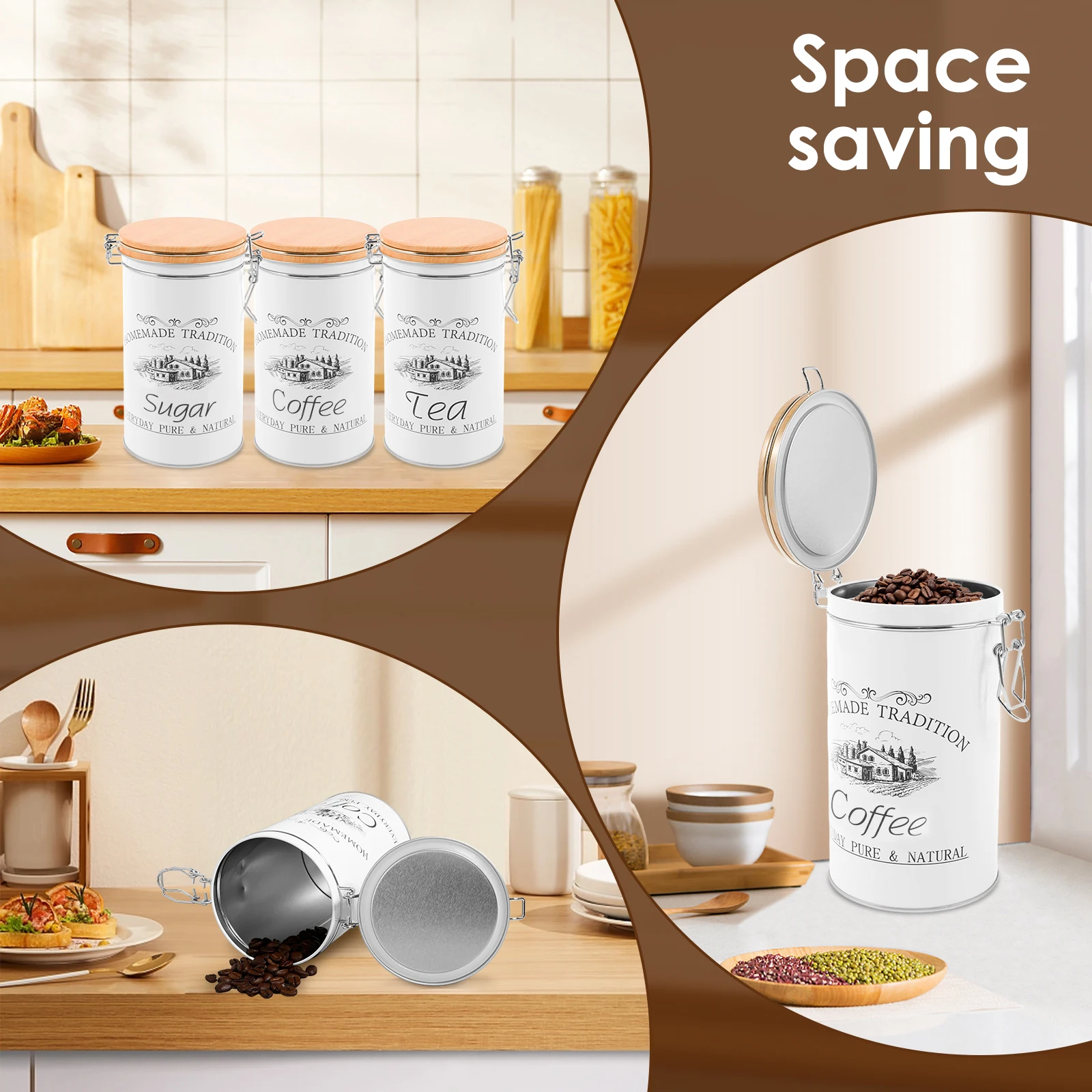 Набор из 3-х металлических бан – обзор и цена Tea Coffee Sugar Container