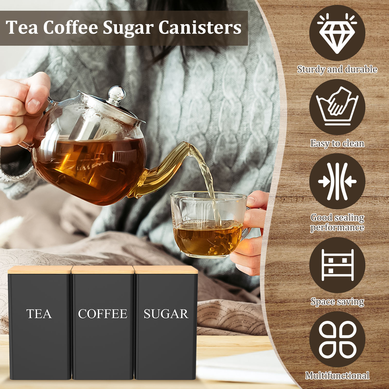 Баночка для хранения кофейных  – обзор и цена Tea Coffee Sugar Container